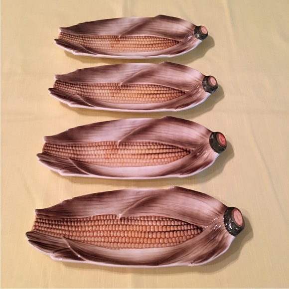 Vintage Other - Corn on cob plates 4 set 3D yellow Embassy Quality Products mid century bundle